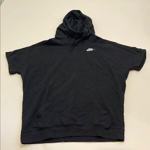Nike Black Relaxed Fit Sweater with Funnel Neck and Hood